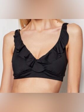 Ralph Lauren Black Ruffle Bikini Top